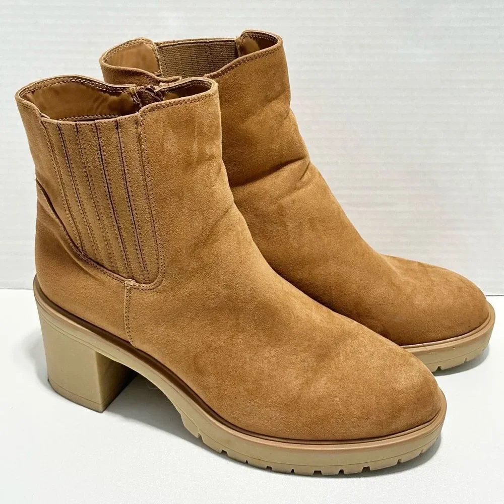 Universal Thread Women's Cognac‎ Katrina Platform Heeled Ankle Boots Tan Size 11